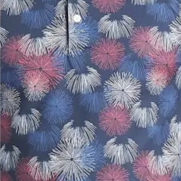 Men’s Fireworks Print Polo Shirt Goodfellow Size M Blue Standard Fit - Picture 2 of 4